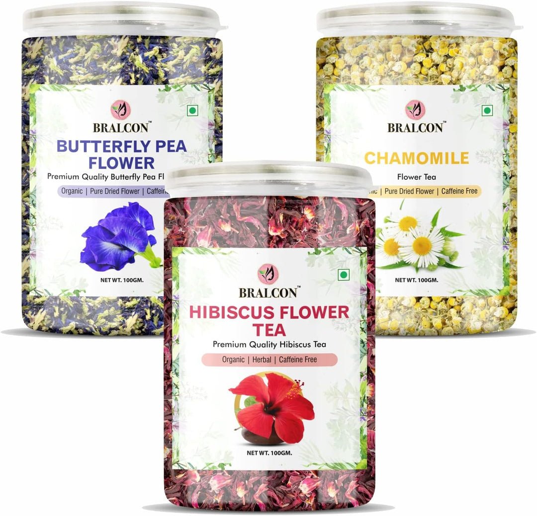 BRALCON organic herbal tea combo butterfly pea hibiscus chamomile 300g