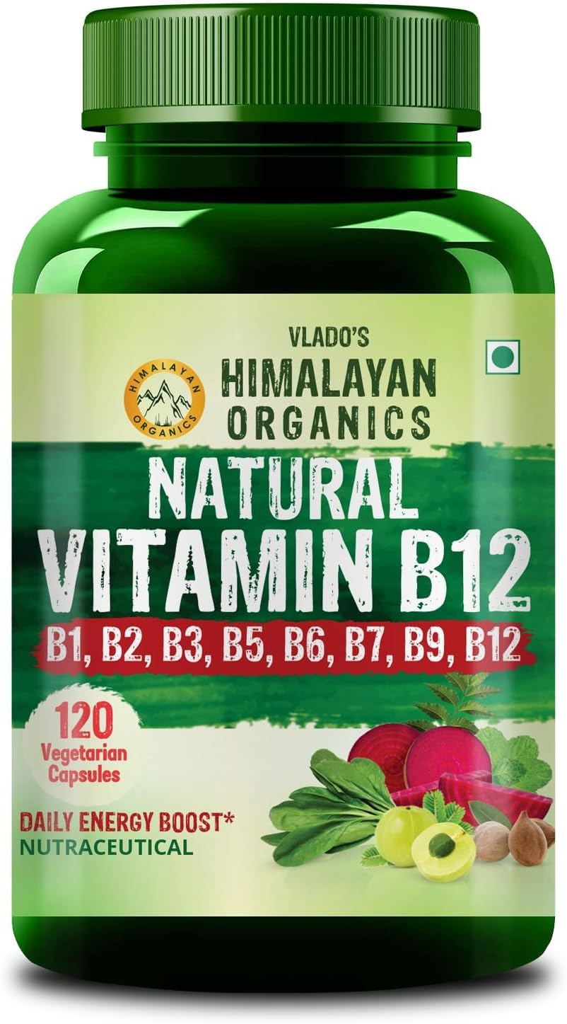 Himalayan Organics Plant Based Vitamin B12 Supplement | B1, B2, B3, B5, B6, B7, B9, B12|  - 120 Vegetarian Capsules