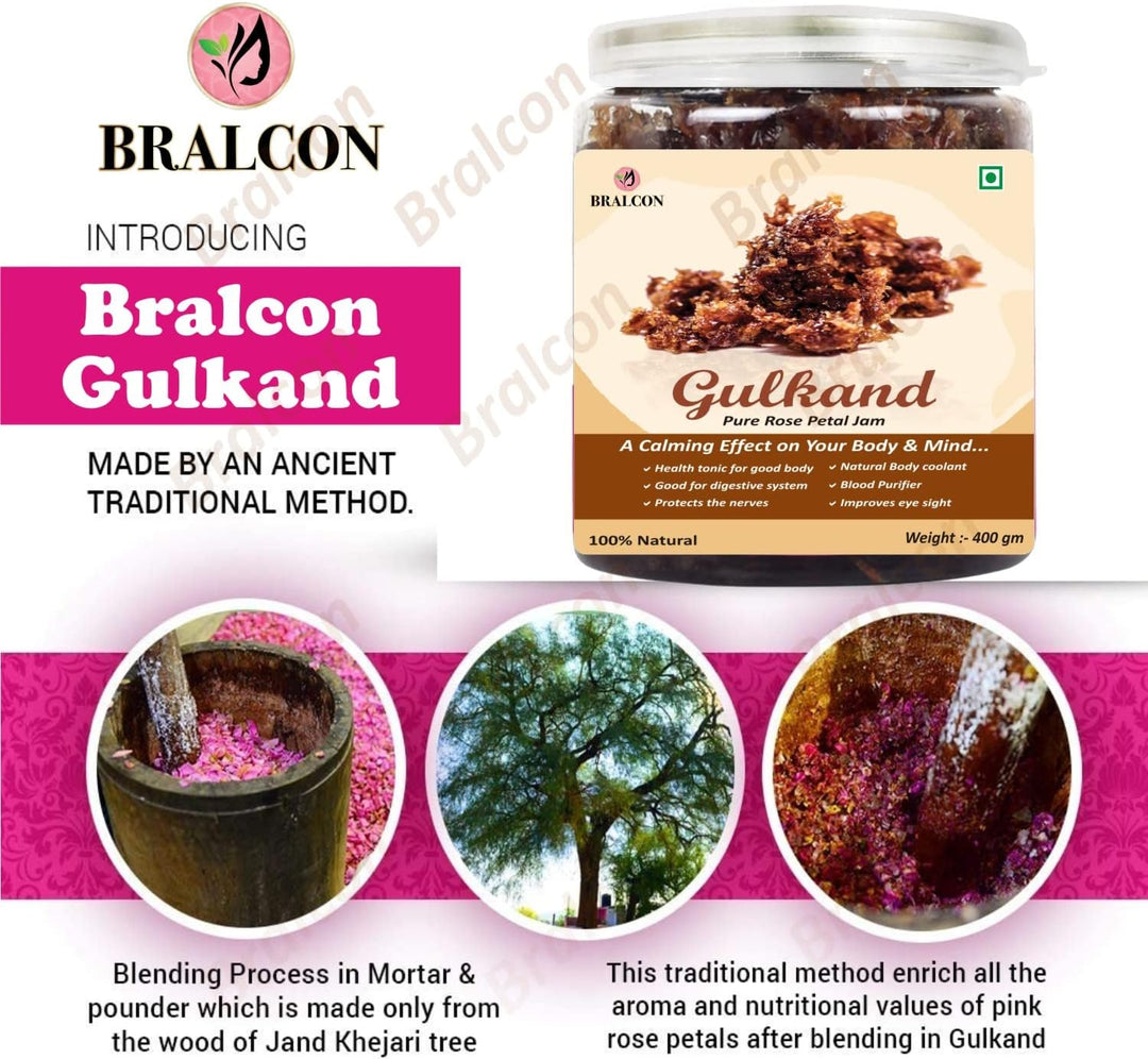 BRALCON natural gulkand rose petal jam 400g traditional sweet preserve