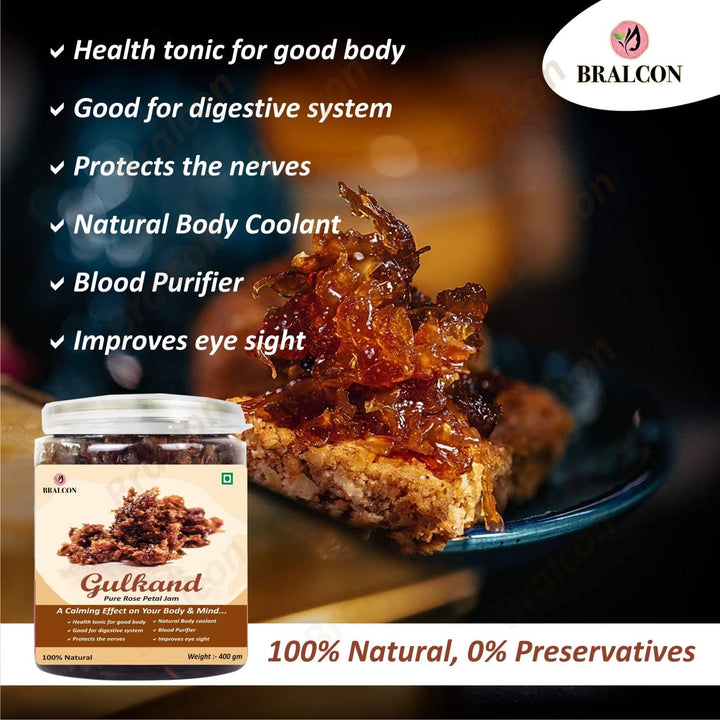 BRALCON natural gulkand rose petal jam 400g traditional sweet preserve
