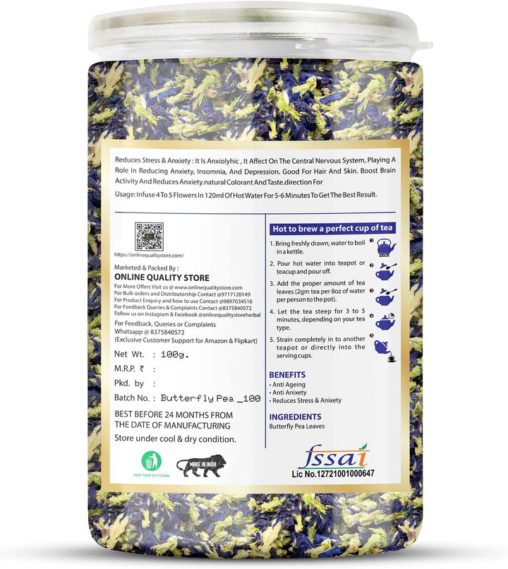 Online Quality Store hibiscus flower tea 100g and butterfly pea flower tea 100g combo