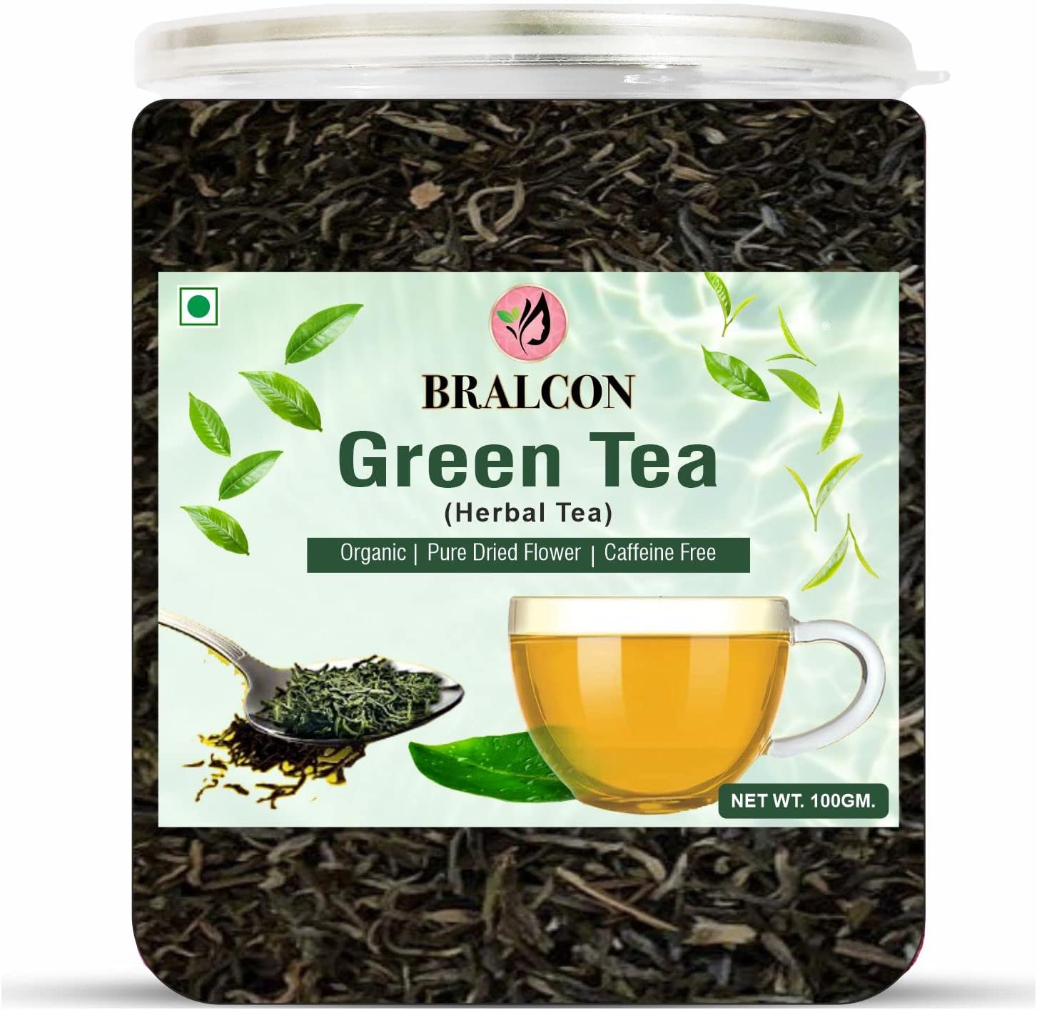 BRALCON Organic Green Tea - 100g | 100% Pure & Natural Herbal Green Tea Leaves | Whole Long Green Tea Leaf | Boost immunity