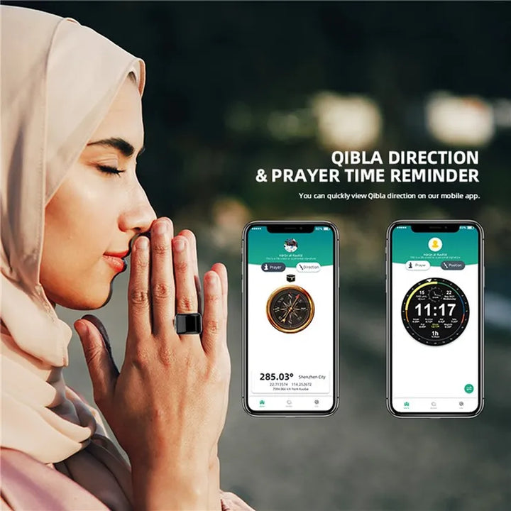 Zikr Ring World's First Smart Tasbih Ring from Iqibla - Black Color - Metal