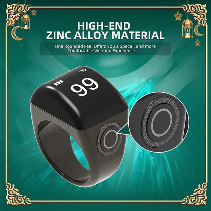Zikr Ring World's First Smart Tasbih Ring from Iqibla - Black Color - Metal