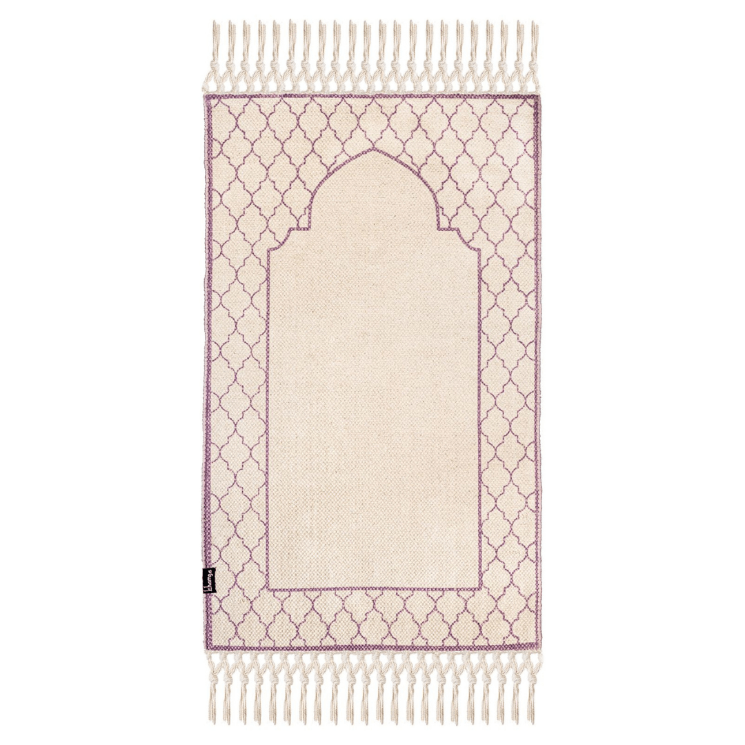 Khamsa Classic | Muslim Prayer Rug Prayer Mat Adult Size 65 cm x 110 cm Arabic Style Janamaz in 100% Soft Organic Cotton Fabric Handcrafted Arabic Design | Mauv - Lavender