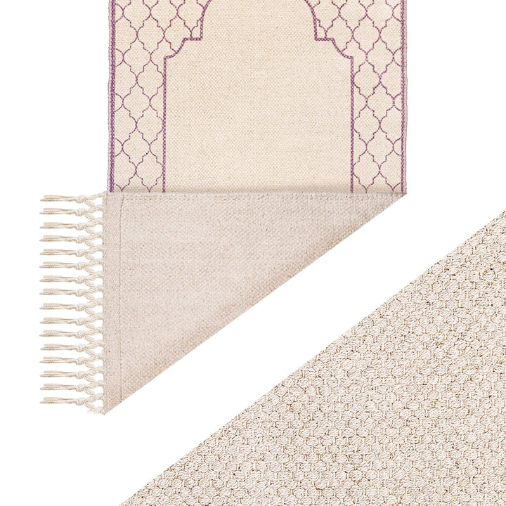 Khamsa Classic | Muslim Prayer Rug Prayer Mat Children Size 55 cm x 100 cm Arabic Style Janamaz in 100% Soft Organic Cotton Fabric Handcrafted Arabic Design | Mauv - Lavender