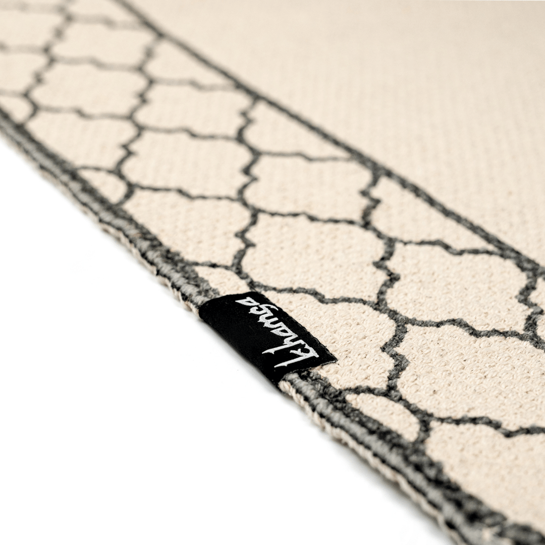 Khamsa Classic | Muslim Prayer Rug Prayer Mat Children Size 55 cm x 100 cm Arabic Style Janamaz in 100% Soft Organic Cotton Fabric Handcrafted Arabic Design | Ramadi - Grey
