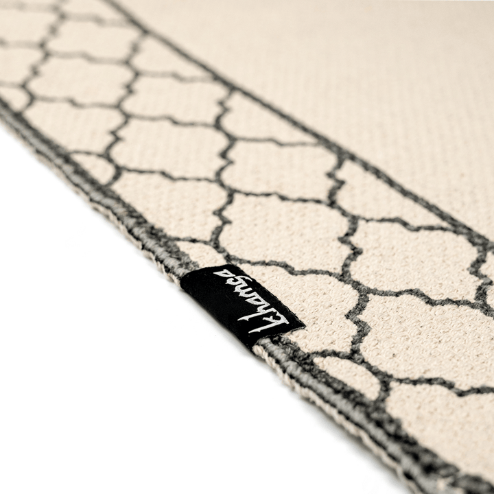 Khamsa Classic | Muslim Prayer Rug Prayer Mat Children Size 55 cm x 100 cm Arabic Style Janamaz in 100% Soft Organic Cotton Fabric Handcrafted Arabic Design | Ramadi - Grey