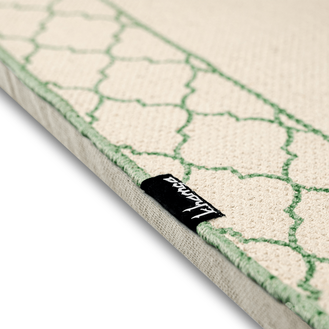 Khamsa Comfort | Muslim Prayer Rug Prayer Mat with Added Foam Padding for Pressure Relief and Motion Absorption Children Size 55 cm x 100 cm Arabic Style Janamaz in 100% Soft Organic Cotton Fabric Handcrafted Arabic Design | Akhdar - Green