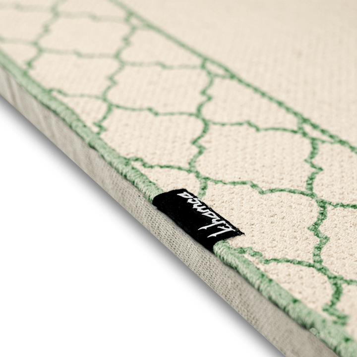 Khamsa Comfort | Muslim Prayer Rug Prayer Mat with Added Foam Padding for Pressure Relief and Motion Absorption Children Size 55 cm x 100 cm Arabic Style Janamaz in 100% Soft Organic Cotton Fabric Handcrafted Arabic Design | Akhdar - Green