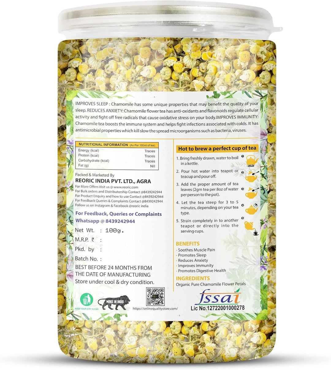 BRALCON organic chamomile flower tea 100g natural herbal tea
