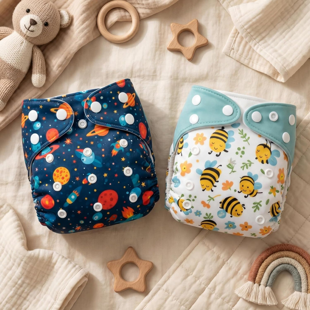 Blushbaby Premium Reusable Cloth Diaper Set (2 Diapers + 2 Inserts)