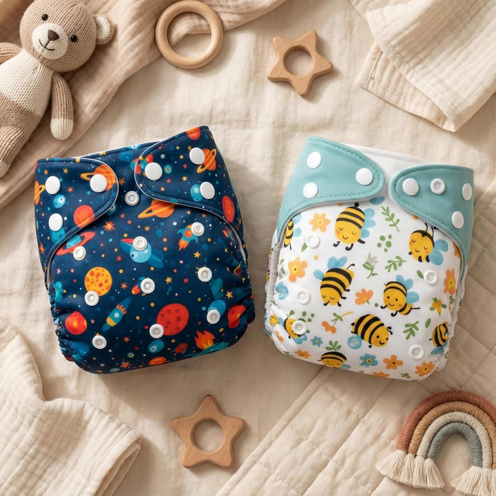 Blushbaby Premium Reusable Cloth Diaper Set (2 Diapers + 2 Inserts)
