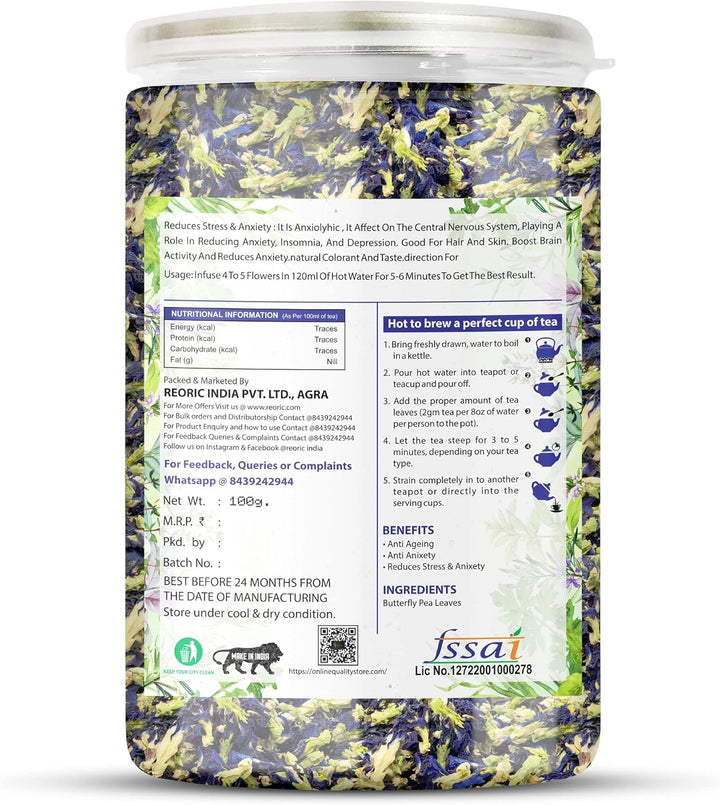 BRALCON organic butterfly pea flower tea 100g blue pea herbal tea