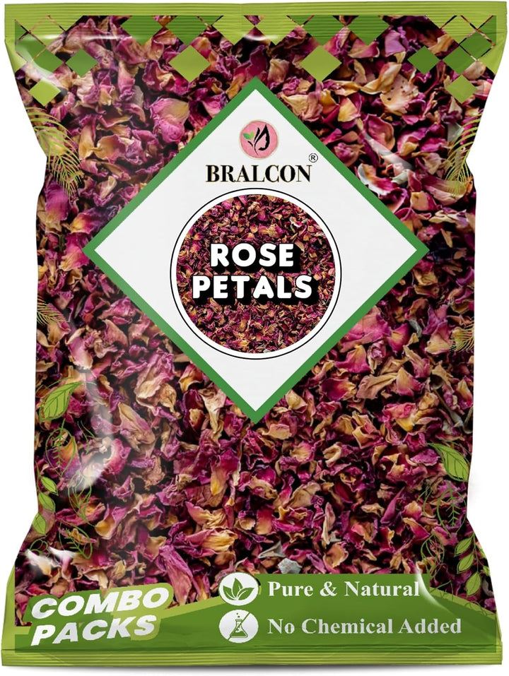 BRALCON dried rose petals edible flowers 100g natural gulab patti