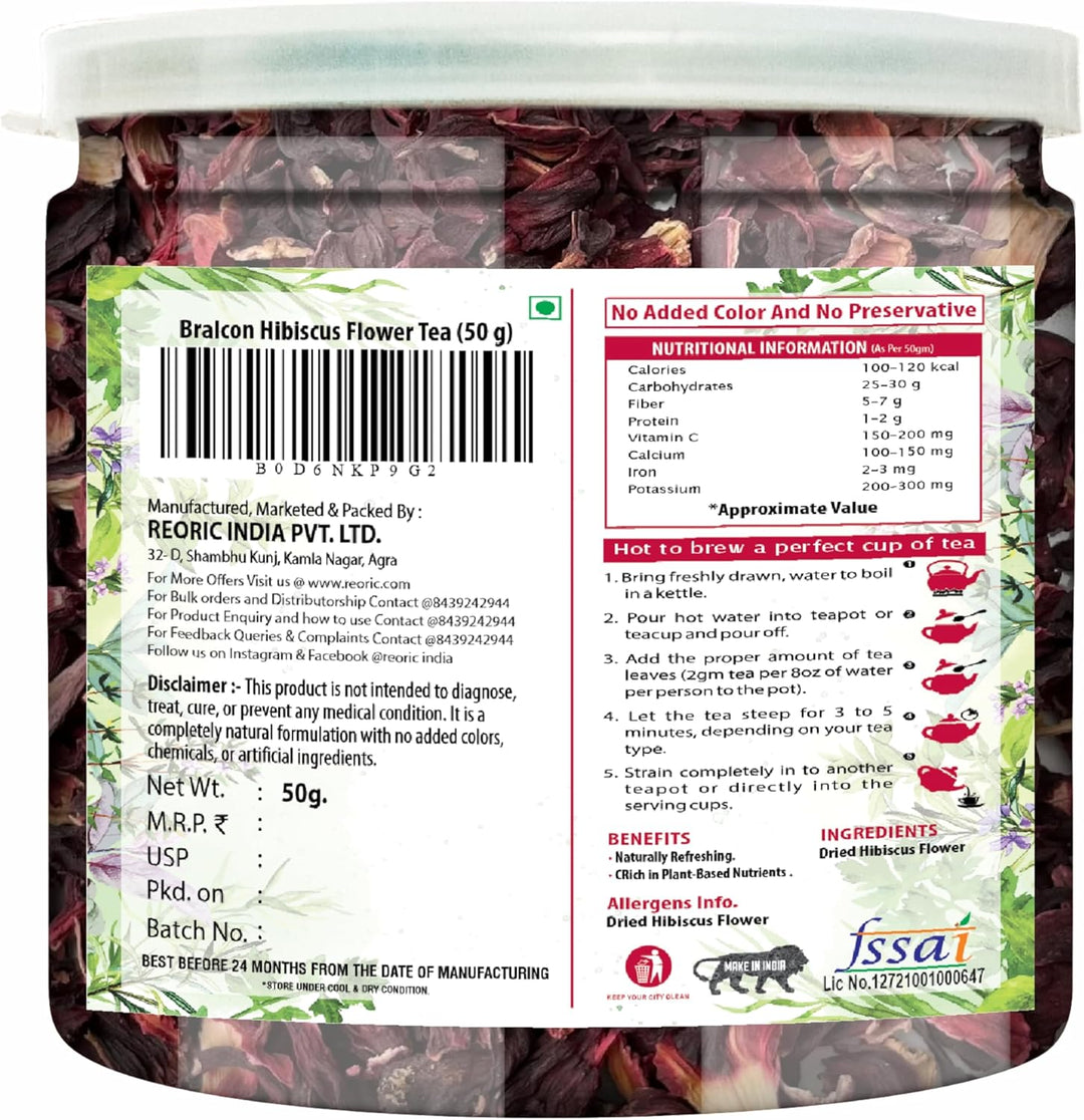 BRALCON organic hibiscus flower tea 50g natural dried hibiscus