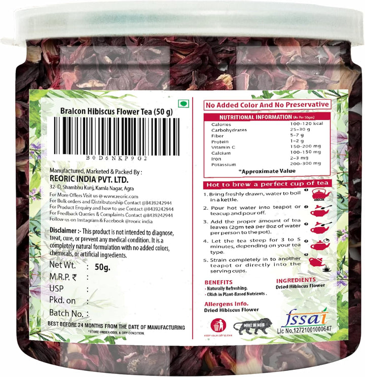 BRALCON organic hibiscus flower tea 50g natural dried hibiscus