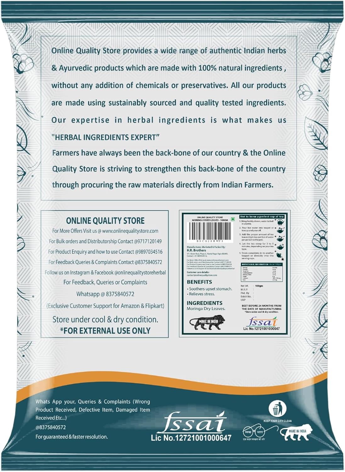 Online Quality Store moringa leaves herbal tea 100g natural dried moringa leaves