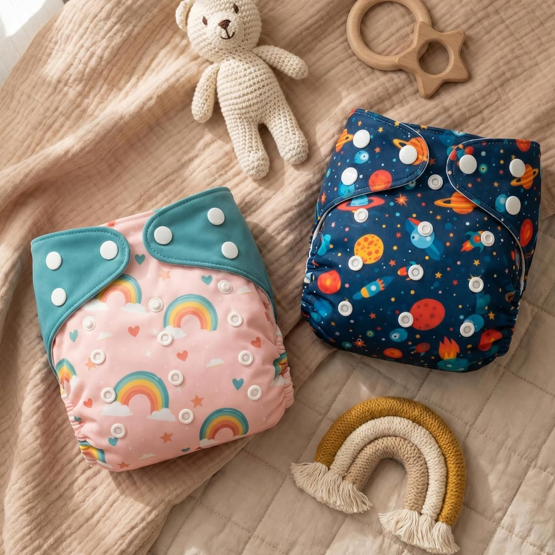 Blushbaby Premium Reusable Cloth Diaper Set (2 Diapers + 2 Inserts)