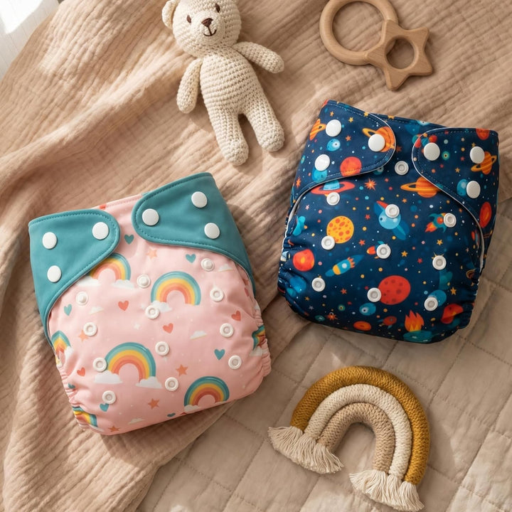 Blushbaby Premium Reusable Cloth Diaper Set (2 Diapers + 2 Inserts)