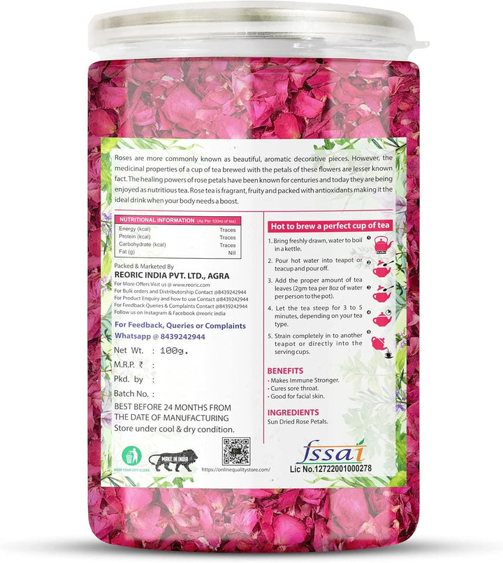 BRALCON organic rose flower tea 100g natural dried rose petals