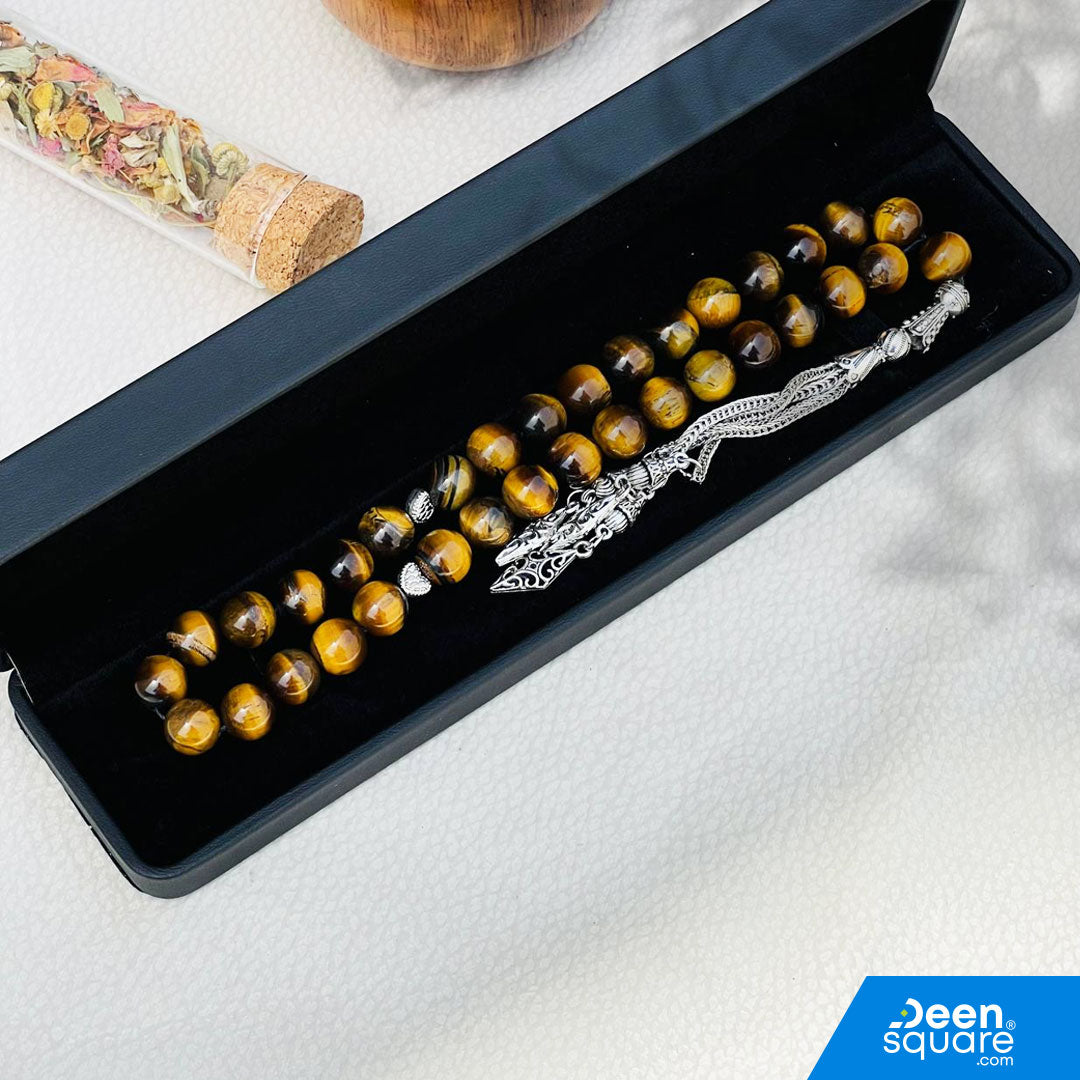 Pearl 33 beads Tasbeeh - Natural Tiger's Eye
