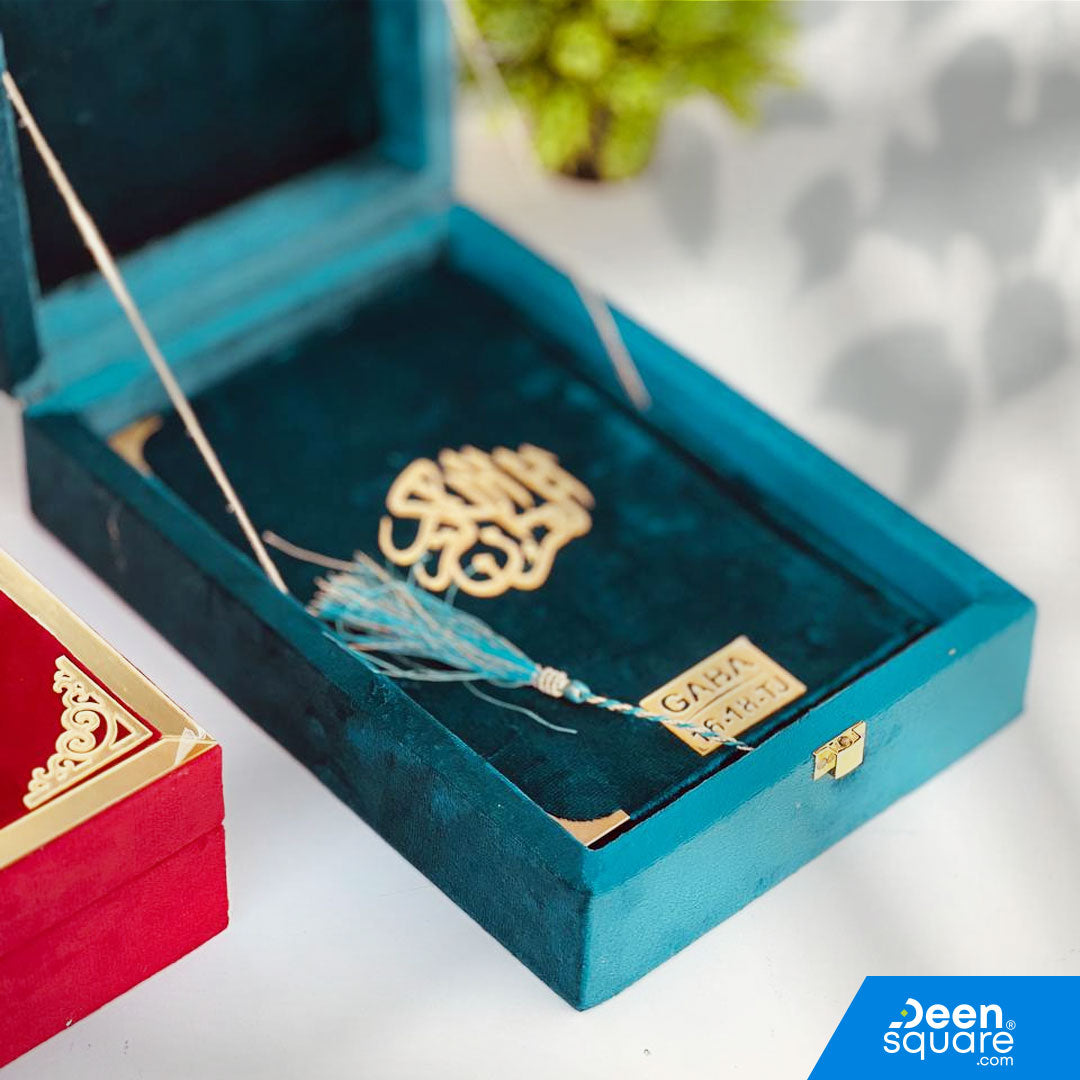 Holy Quran with Premium Velvet Gift Box – Ref 16/18T-J | Indo Pak Script | Medium Size (15x22 cm)