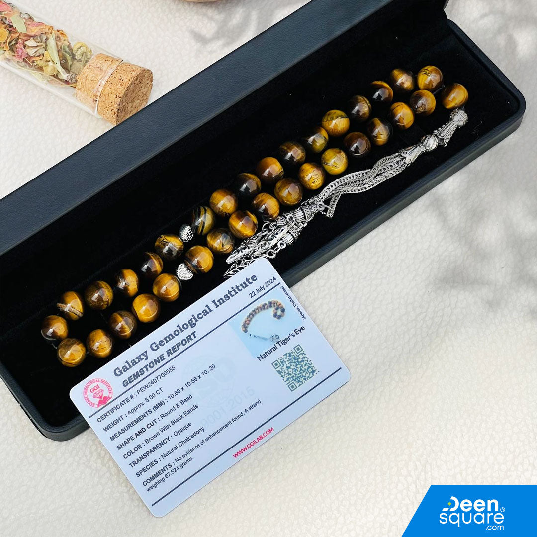 Pearl 33 beads Tasbeeh - Natural Tiger's Eye