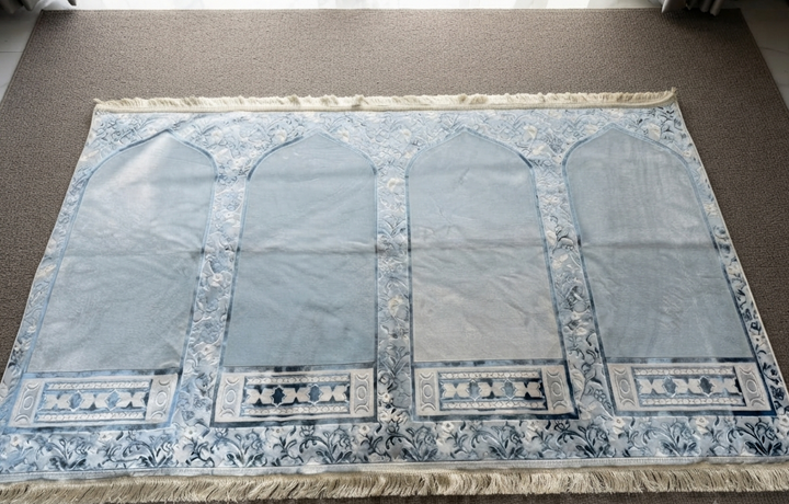 Family Prayer Mat for 4 Persons Velvet Soft Islamic Prayer Rug Large Size 120x200