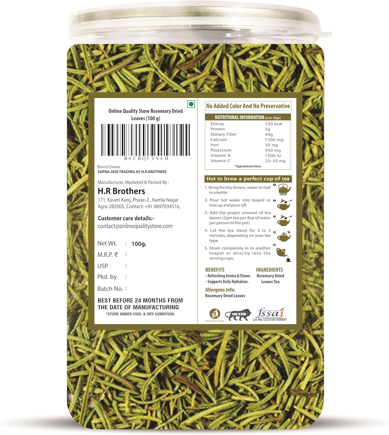 Online Quality Store rosemary leaves herbal tea 100g natural dried rosemary