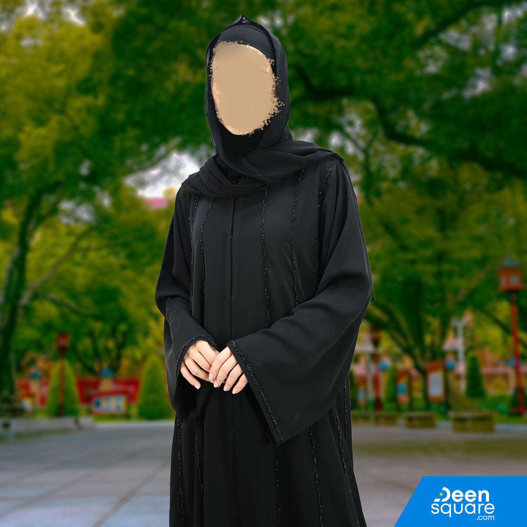 Elegant Handwork With Beads Abaya - Black (Nida)