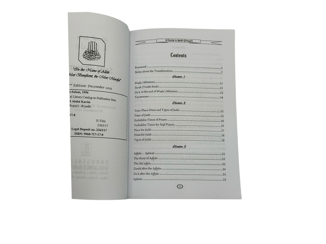 A Guide To Salat (Prayer) table of contents