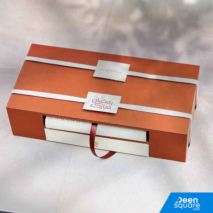 Quran & Acrylic Reading Stand with Leather Drawer Box - Premium Islamic Gift Set | مجموعة هدايا إسلامية فاخرة - صندوق من الجلد مع درج