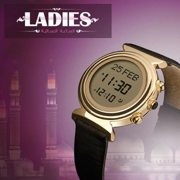 ساعة الفجر النسائية الدائرية الجلدية: موديل WF-14L