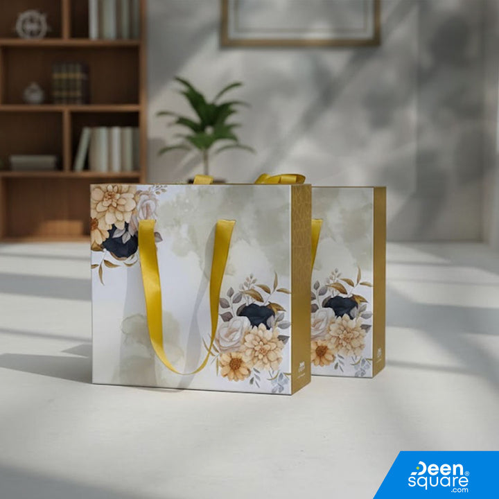 A premium Islamic gift set for women featuring a Qur’an, prayer mat, prayer dress, attar, tasbeeh, and elegant gift box. Perfect for weddings & Eid. Shipping Worldwide & across Dubai, Sharjah, Abu Dhabi, UAE