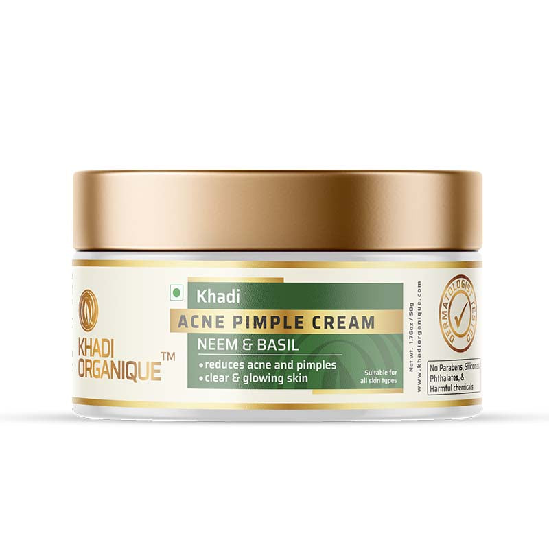 Acne Pimple Cream (Neem & Basil) - Khadi Organique