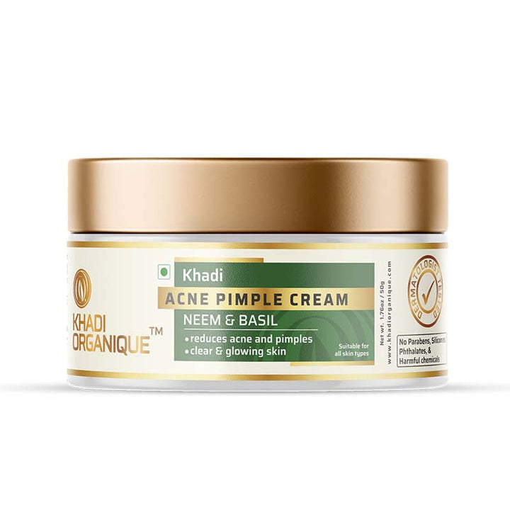 Acne Pimple Cream (Neem & Basil) - Khadi Organique