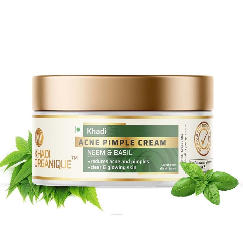 Acne Pimple Cream (Neem & Basil) - Khadi Organique