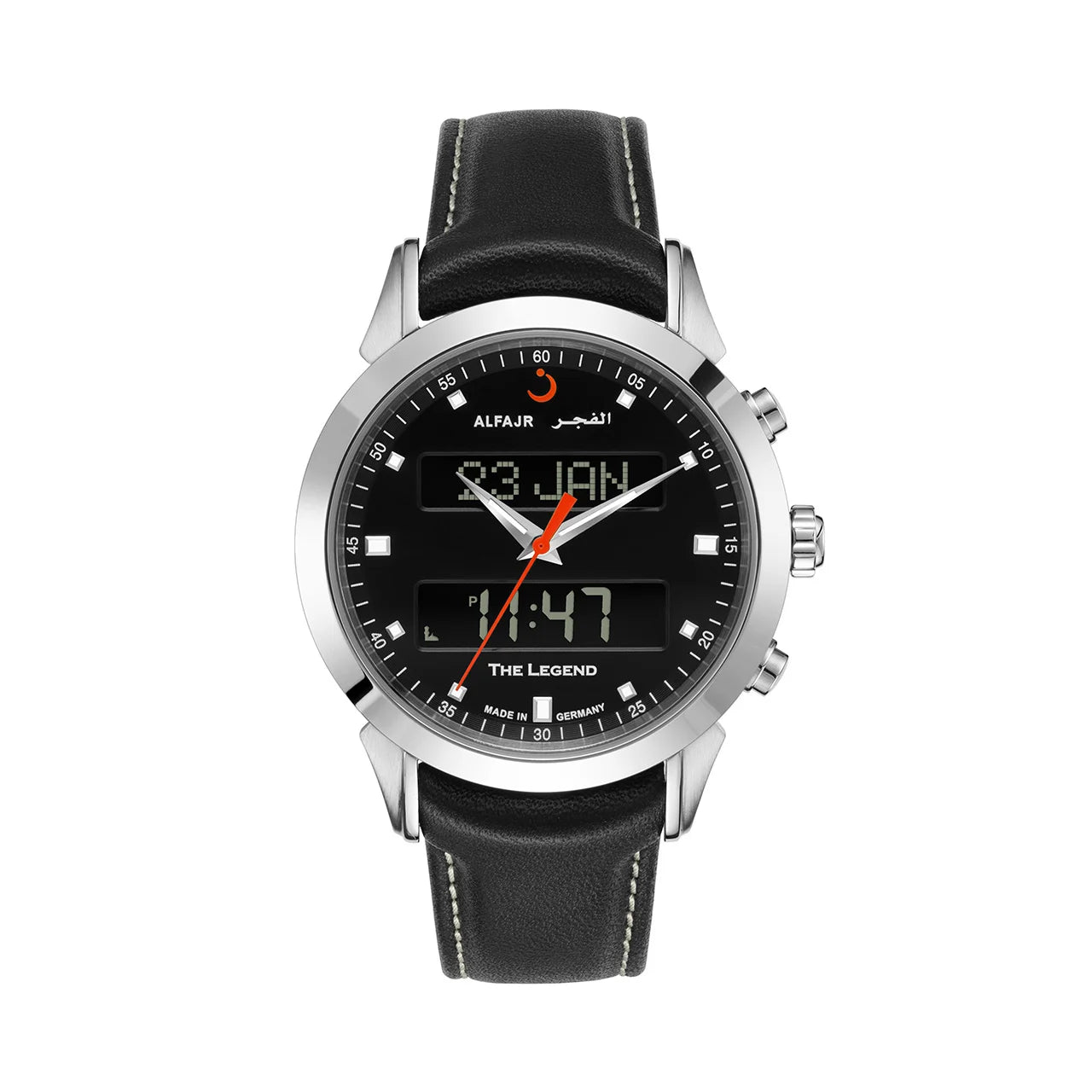 Al Fajr Legend 360 Luxury Azan Watch Black Dial WA-30L – Leather