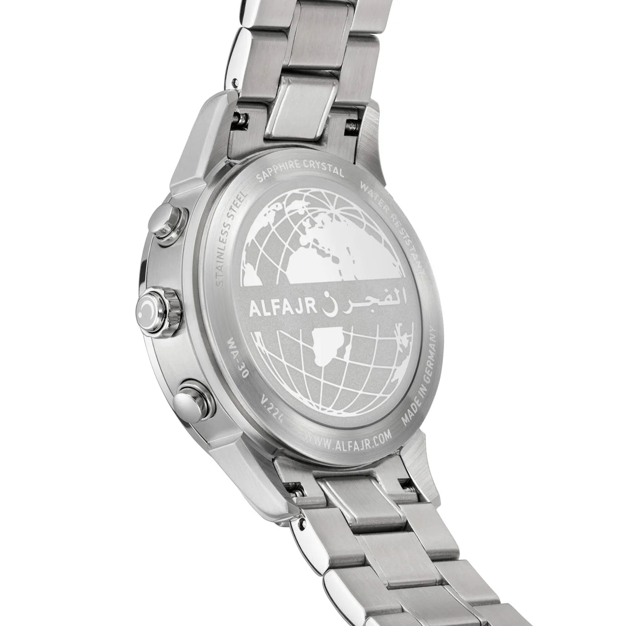 Al Fajr Legend 360 Luxury Azan Watch Black Dial WA-30SS – Stainless Steel back view