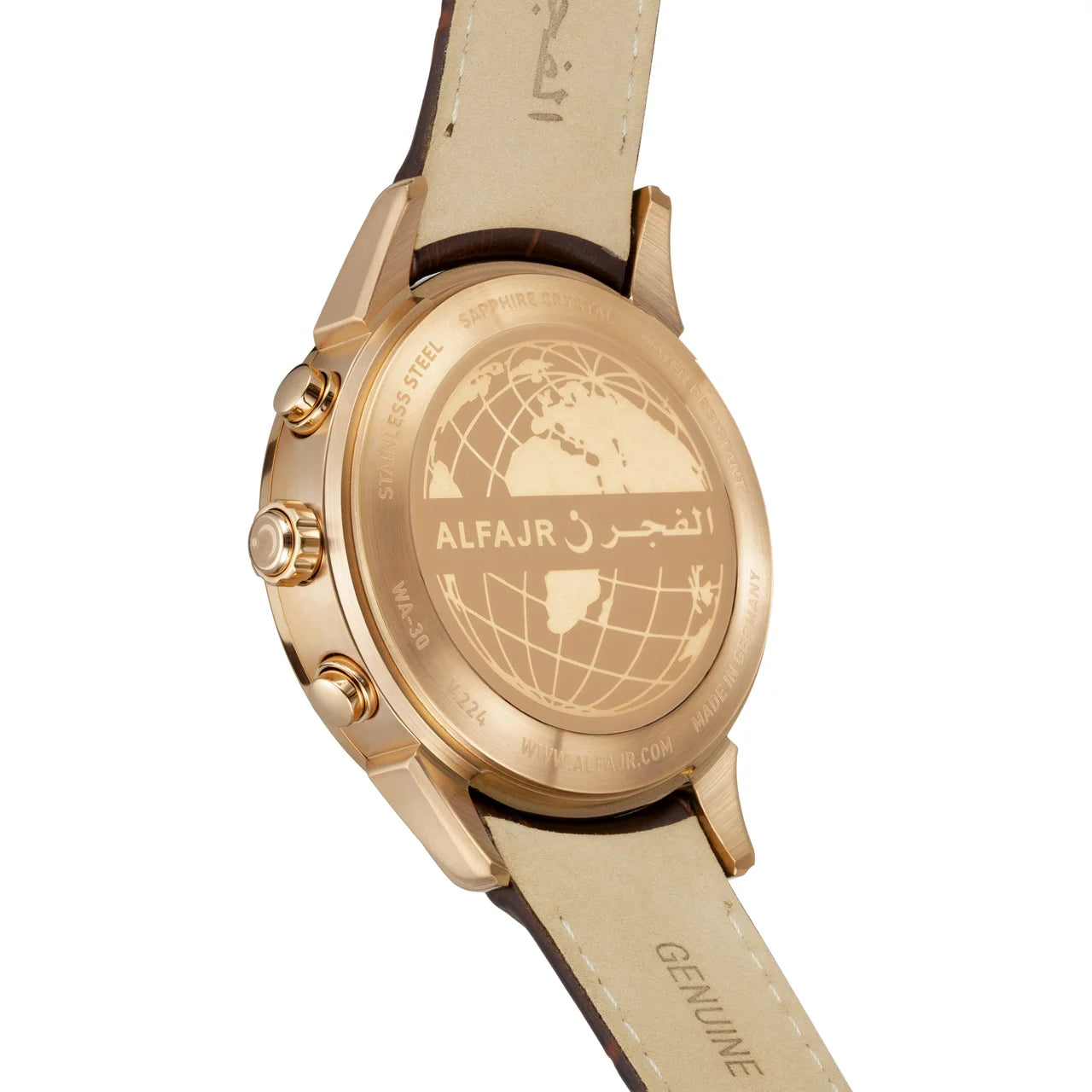 Al Fajr Legend 360 Luxury Azan Watch WA-30LB – Leather Strap back view