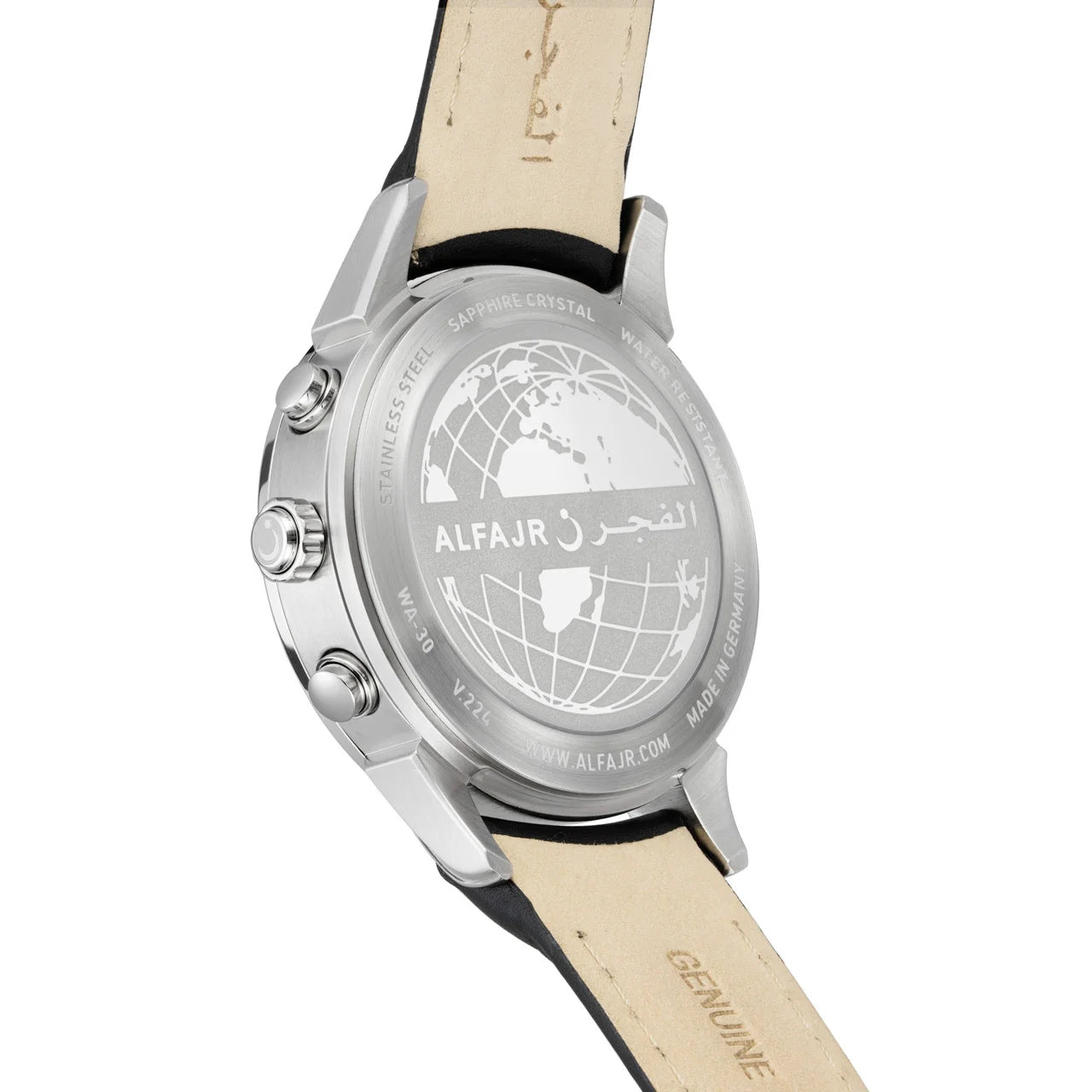 Al Fajr Legend 360 Luxury Azan Watch WA-30L – Leather back view
