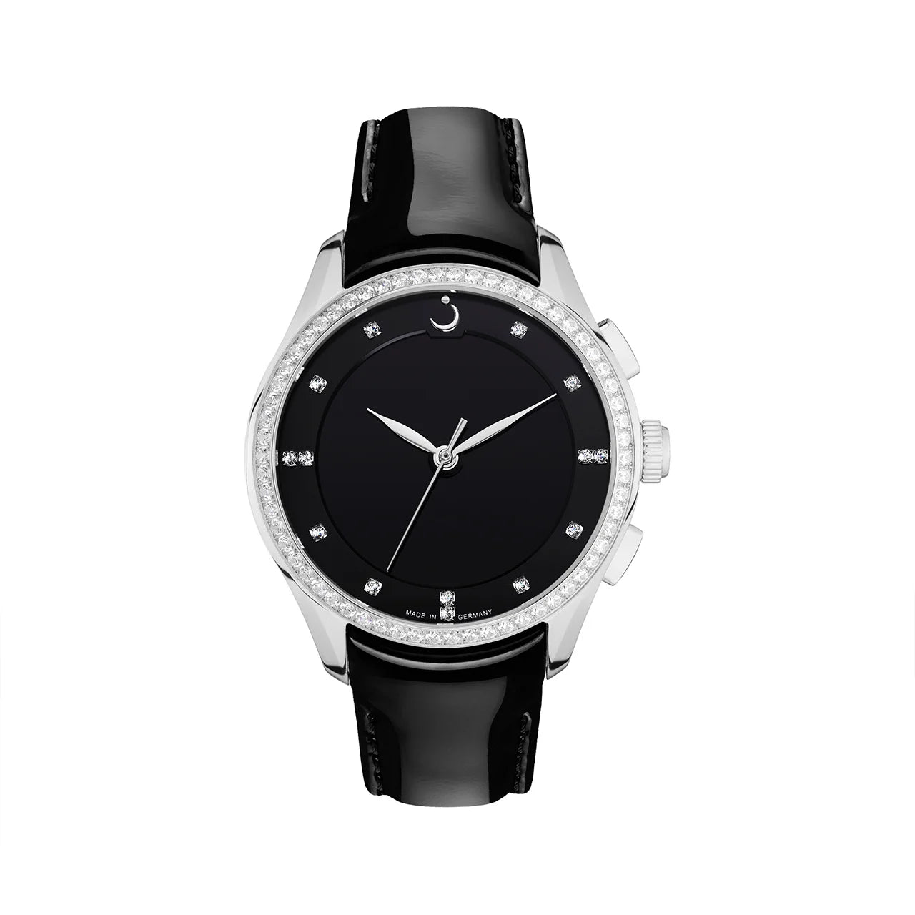 Al Fajr Premier 360 Ladies Leather Wrist Watch - Silver with Black Strap