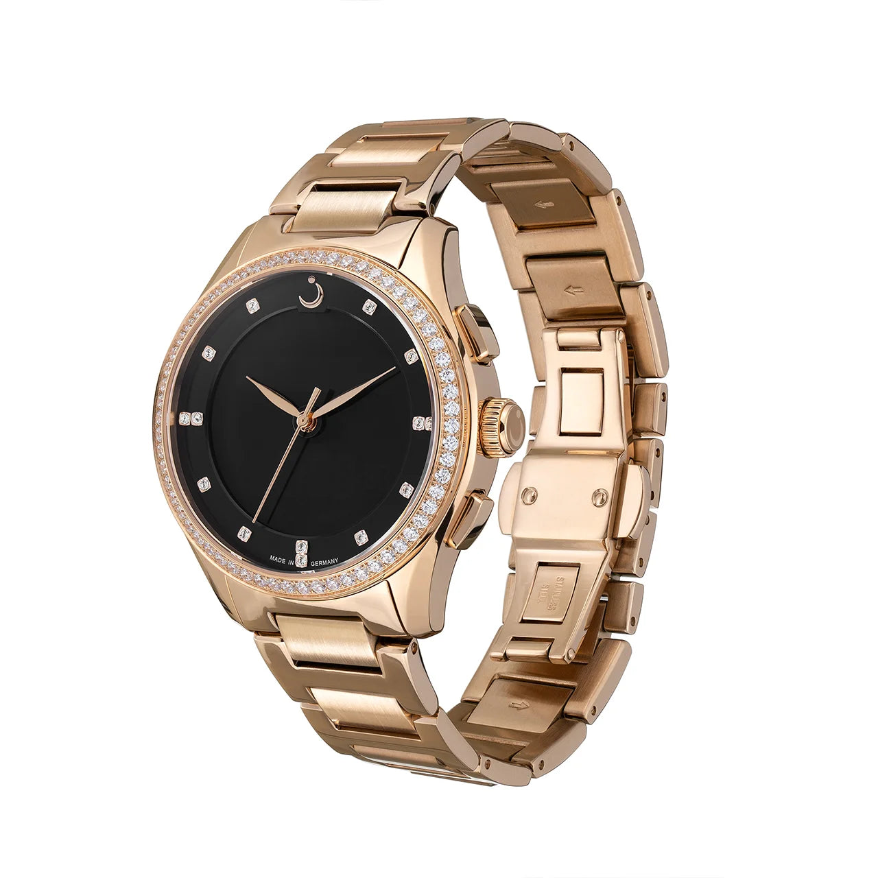 Al Fajr Premier 360 Ladies Steel Wrist Watch - Rose Gold Color side view