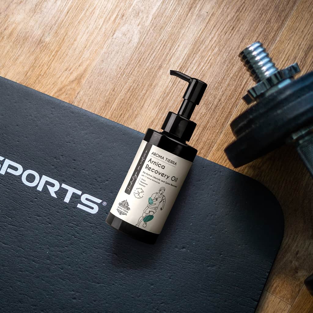 Buy Arnica Recovery Body Oil at deensquare.com Dubai | UAE. With 11 active botanicals for massage, body wellness, relaxation, and post-workout care.