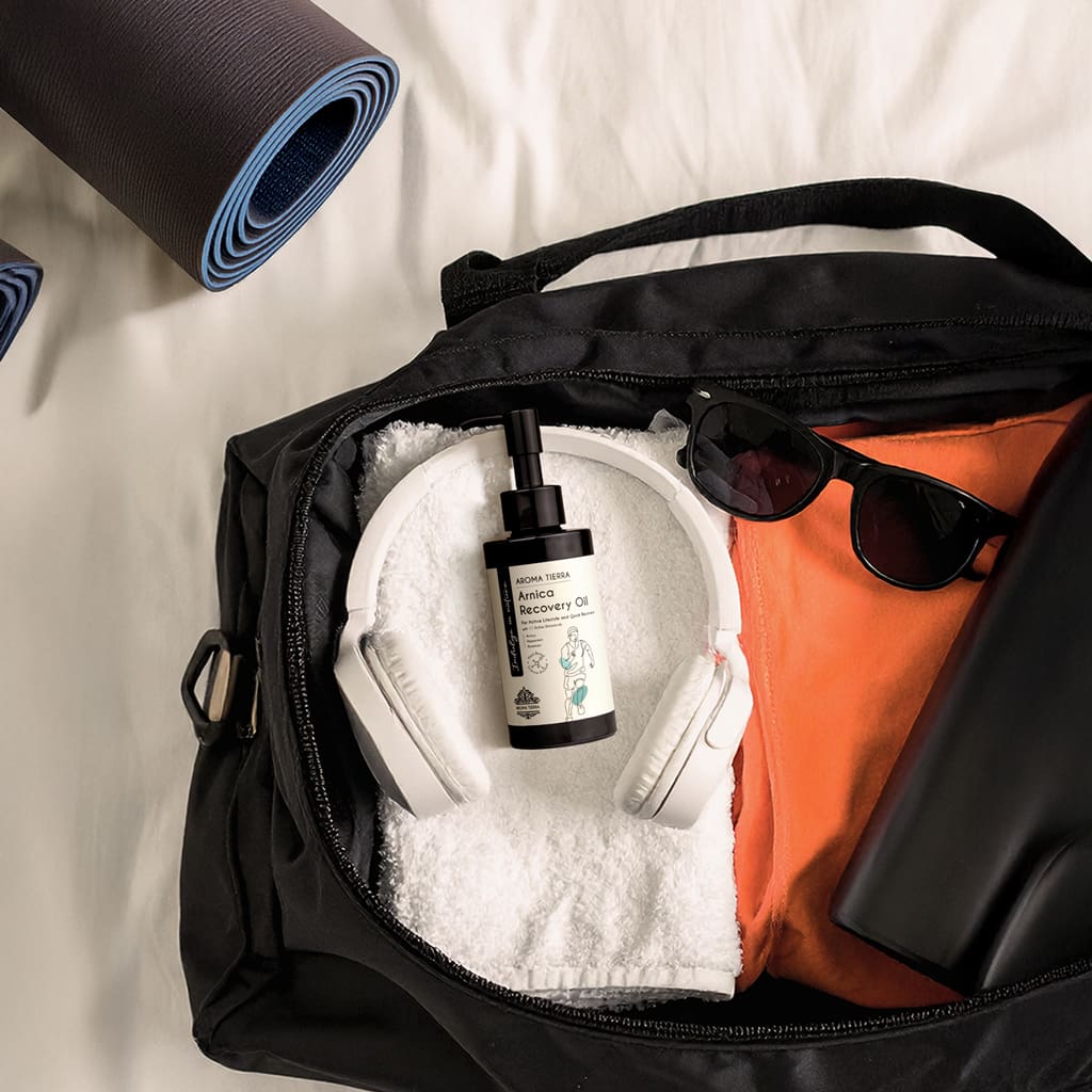 Buy Arnica Recovery Body Oil at deensquare.com Dubai | UAE. With 11 active botanicals for massage, body wellness, relaxation, and post-workout care.