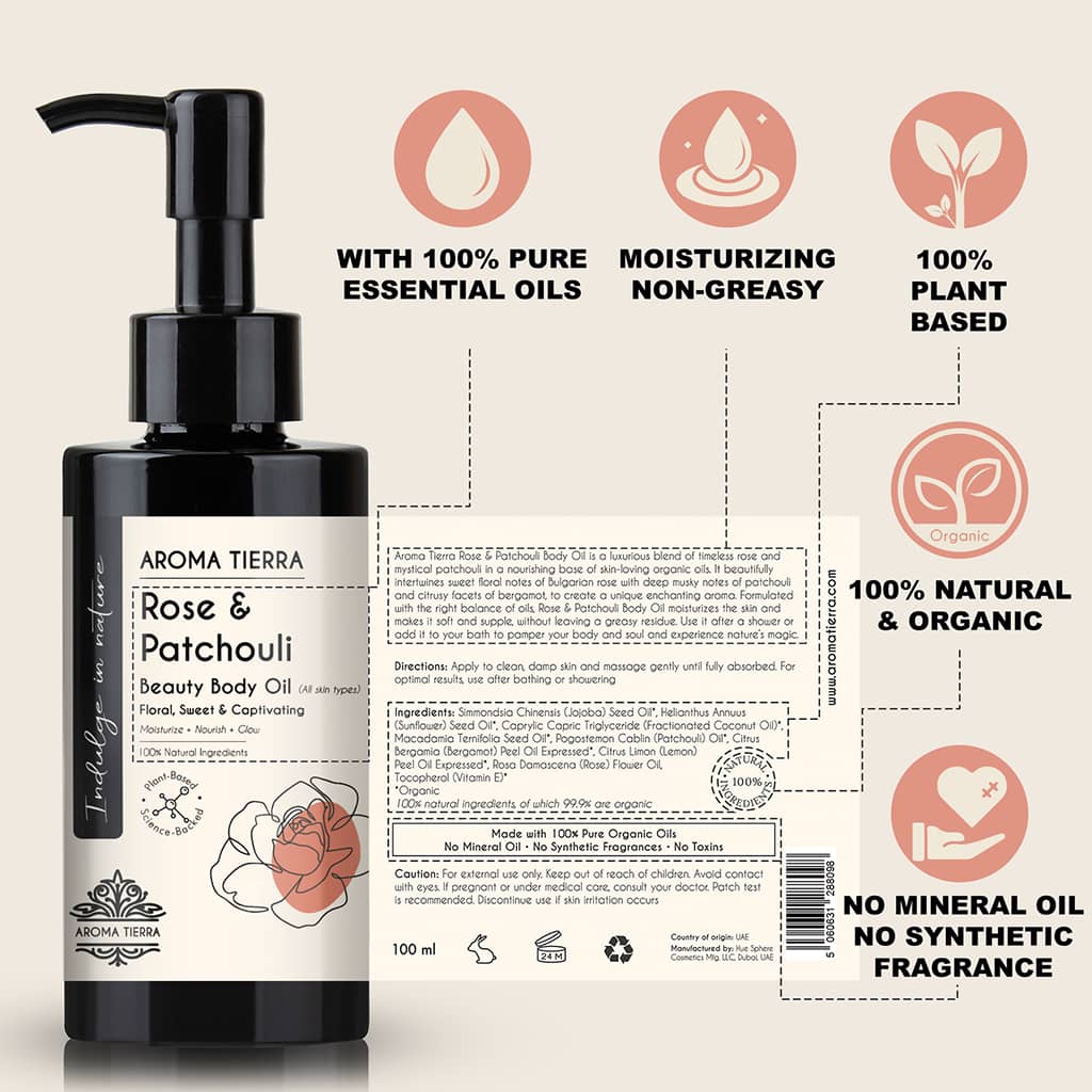Aroma Tierra Rose Patchouli - Body Oil