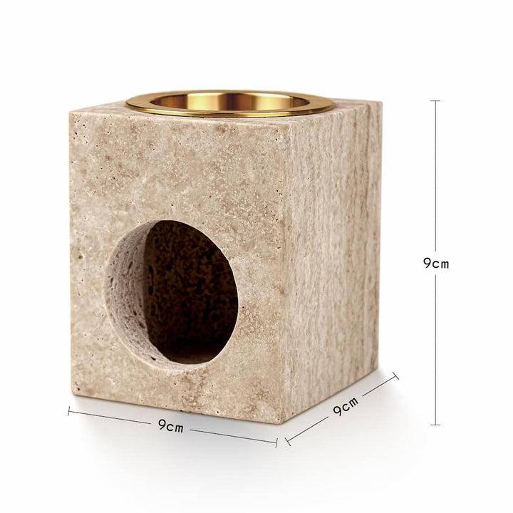 Odyssey — Travertine Stone Essential Oil Diffuser &amp; Candle Burner — Aroma Tierra