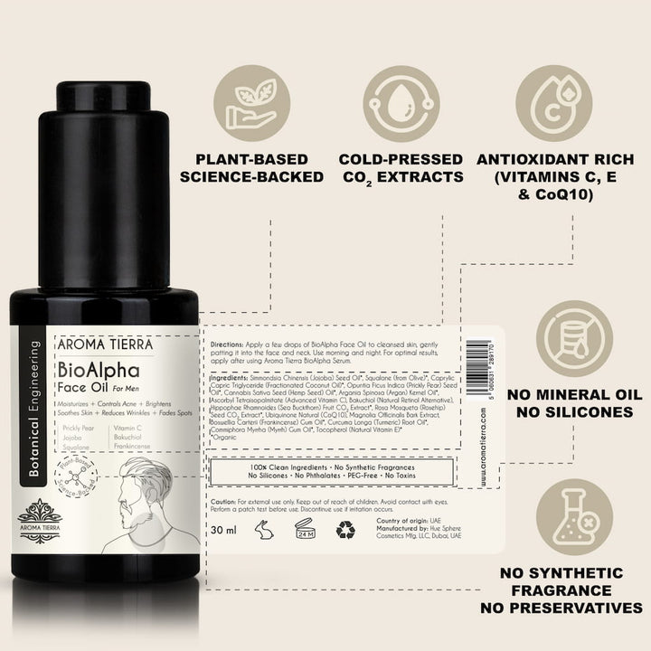 BioAlpha Face Oil – High-Performance Oil for Men – Aroma Tierra