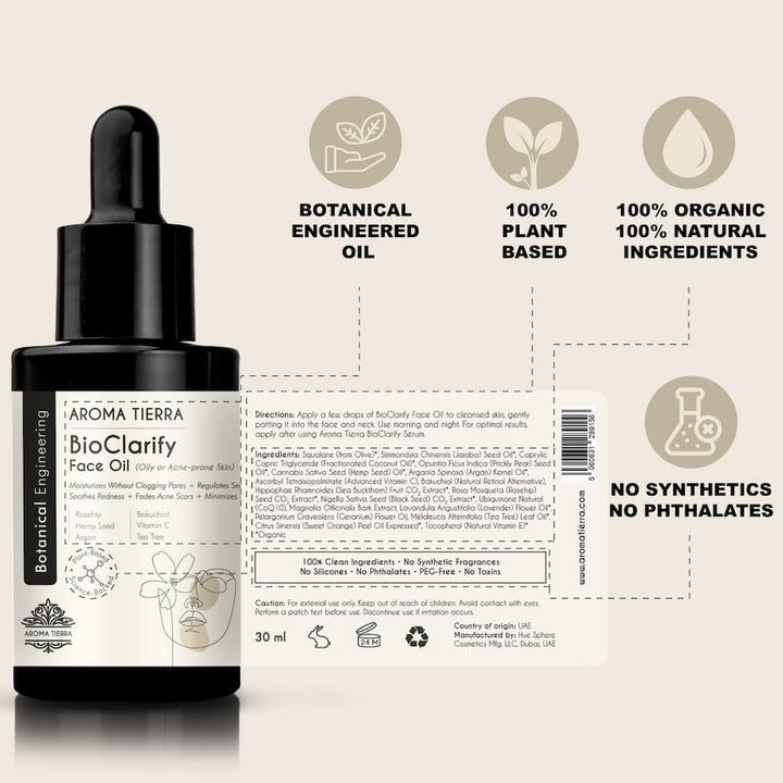 BioClarify Face Oil for Oily &amp; Acne-Prone Skin – Aroma Tierra
